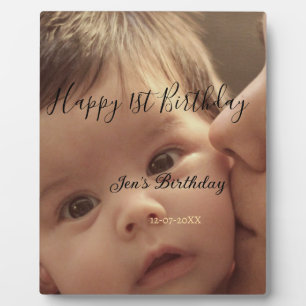Plaque Photo Joyeux 1er anniversaire nom photo date stylé calli