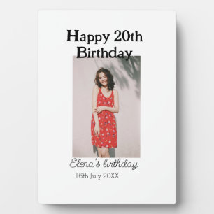 Plaque Photo Joyeux 20e anniversaire photo moderne simple