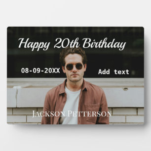 Plaque Photo Joyeux 20e anniversaire simple photo ajouter nom d