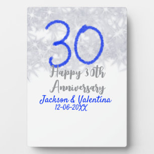 Plaque Photo Joyeux 30e anniversaire de mariage argent paillett