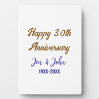 Joyeux 30e anniversaire de mariage bleu royal doré