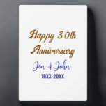 Plaque Photo Joyeux 30e anniversaire de mariage bleu royal or<br><div class="desc">Conception</div>