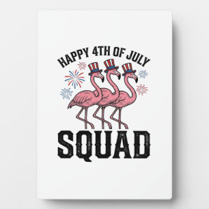 Plaque Photo Joyeux 4 juillet Flamingo Squad Vector Design_1