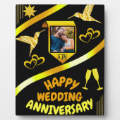 Plaque Photo Joyeux 5ème anniversaire de mariage Moderne Noir & (Devant)