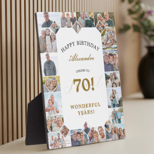 Plaque Photo Joyeux 70e Anniversaire Collage Photo Personnalisé