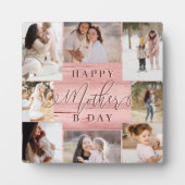 Plaque Photo Joyeux anniversaire Mère photo Collage Pink Woodgr (Devant)