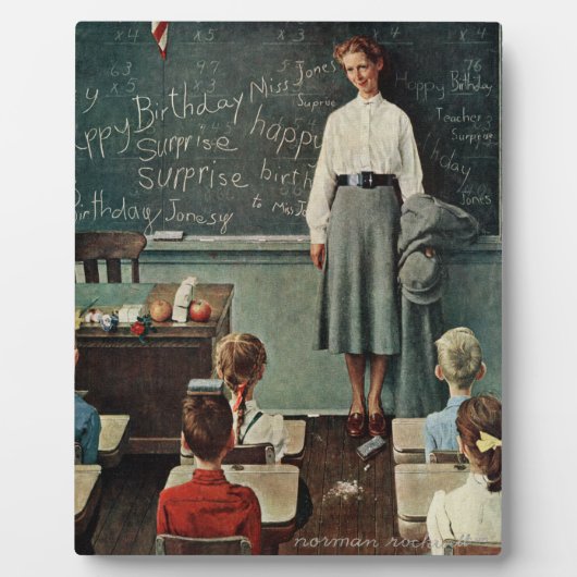 Plaque Photo Joyeux anniversaire, Miss Jones par Norman Rockwel (Devant)