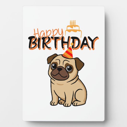 Plaque Photo Joyeux anniversaire PUG (Devant)