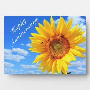 Plaque Photo Joyeux anniversaire - Tournesol et abeilles sur le