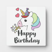 Plaque Photo Joyeux Anniversaire Unicorn - Design de fête migno (Devant)