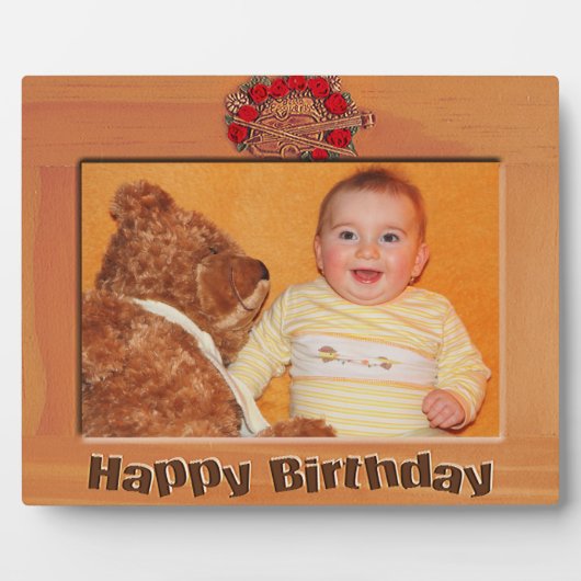 Plaque Photo Joyeux cadre en bois d'anniversaire Ajouter une pl (Devant)
