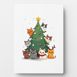 Plaque Photo Joyeux Cat Noël Arbre de Noël Drôle, Chats Xmas Mi