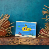 Plaque Photo Joyeux dessin animé sous-marin jaune (Côté)