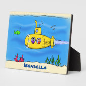 Plaque Photo Joyeux dessin animé sous-marin jaune (Côté)