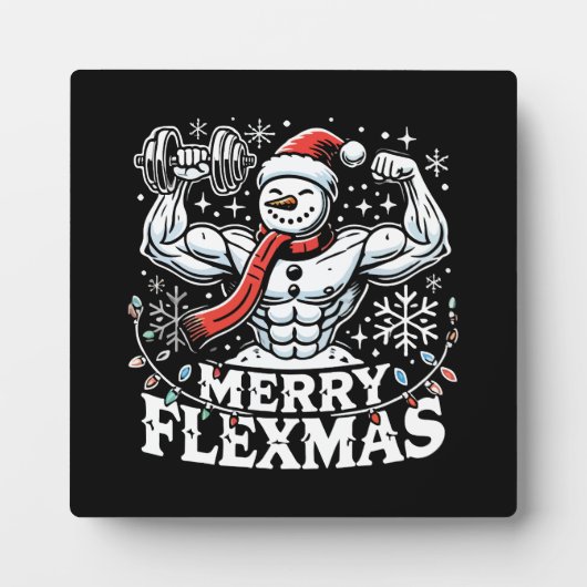 Plaque Photo Joyeux Flexmas - Snowman Flexting Gym de Noël (Devant)