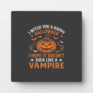 Plaque Photo Joyeux Halloween Vampire Citrouille Sorcière Chape
