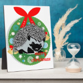 Plaque Photo joyeux hérisson de noël (Côté)