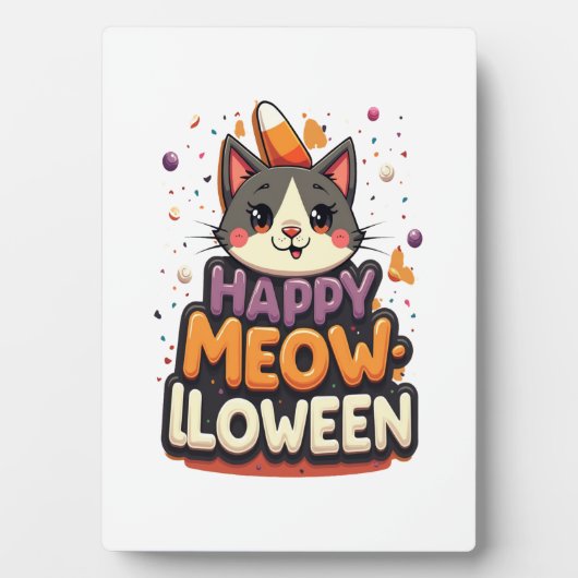 Plaque Photo Joyeux Méow-lloween Chat (Devant)