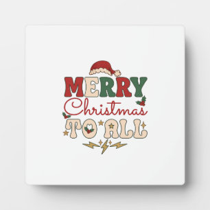 Plaque Photo Joyeux Noël à tous Chapeau de Père Noël Étoiles de
