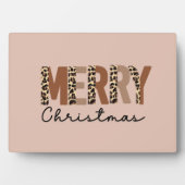 Plaque Photo "Joyeux Noël" Bloc de couleur moderne Leopard Boho (Devant)