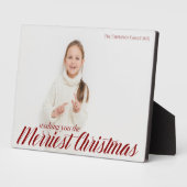 Plaque Photo Joyeux Noël Chic Rouge Script superposition photo (Côté)