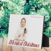 Plaque Photo Joyeux Noël Chic Rouge Script superposition photo