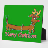 Plaque Photo Joyeux Noël Dachshund (Côté)