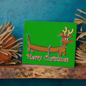 Plaque Photo Joyeux Noël Dachshund (Côté)