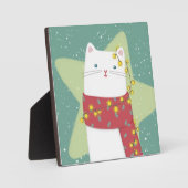 Plaque Photo Joyeux Noël : Illustration de chat (Recto)