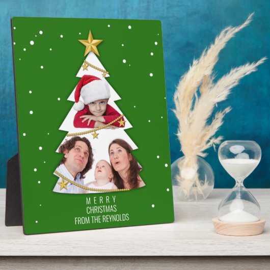 Plaque Photo Joyeux Noël moderne arbre photo Collage vert (Côté)