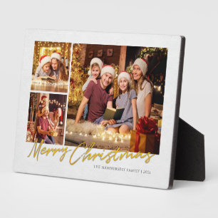 Plaque Photo Joyeux Noël Moderne Famille Multi Photo Fêtes