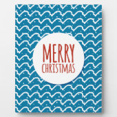Plaque Photo Joyeux Noël Motif sans couture Texture bleue (Devant)