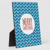 Plaque Photo Joyeux Noël Motif sans couture Texture bleue (Côté)