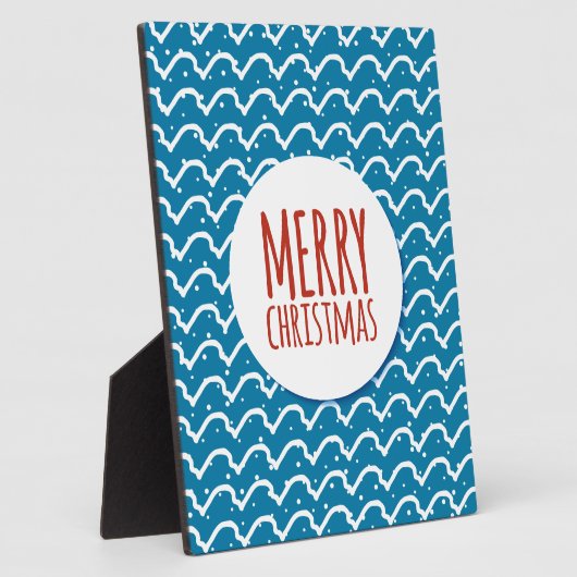 Plaque Photo Joyeux Noël Motif sans couture Texture bleue (Côté)