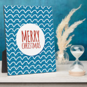 Plaque Photo Joyeux Noël Motif sans couture Texture bleue (Côté)