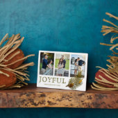 Plaque Photo Joyeux Noël Rustic Pine Sprig Photo Collage (Côté)