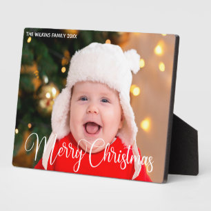 Plaque Photo Joyeux Noël Script superposer Chic Baby Photo