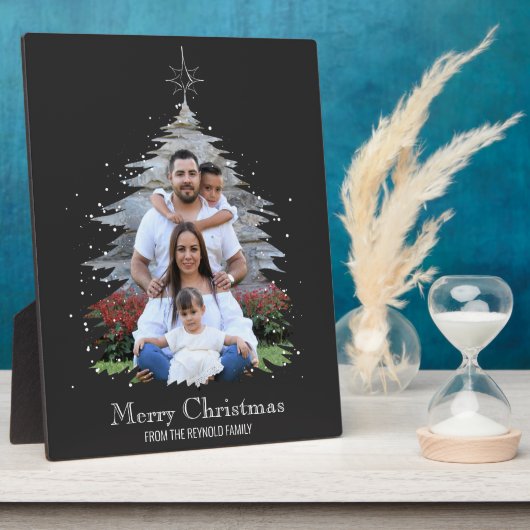 Plaque Photo Joyeux Noël tendance Silhouette Photo Grey (Côté)