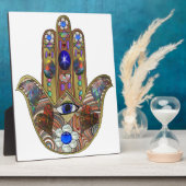 Plaque Photo Judaica Hamsa Coeurs Fleurs Opal Art Imprimer (Côté)