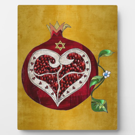 Plaque Photo Judaica Pomegranate Heart Hanukkah Rosh Hashanah (Devant)