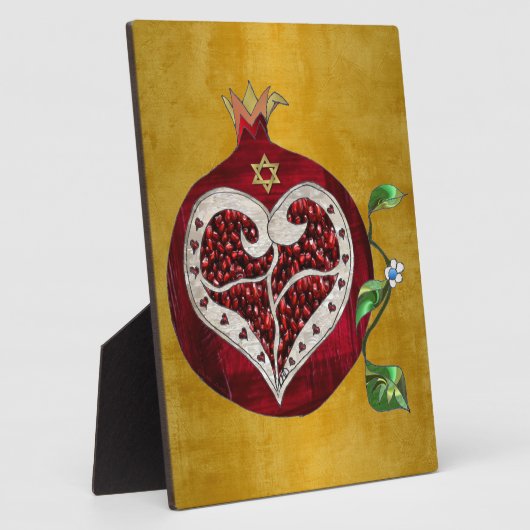 Plaque Photo Judaica Pomegranate Heart Hanukkah Rosh Hashanah (Côté)