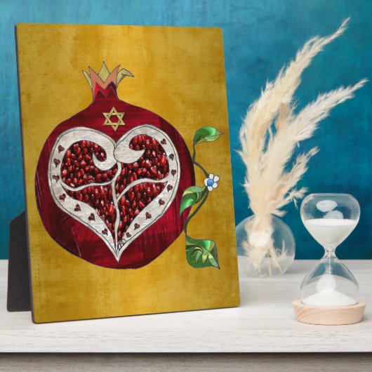 Plaque Photo Judaica Pomegranate Heart Hanukkah Rosh Hashanah (Côté)