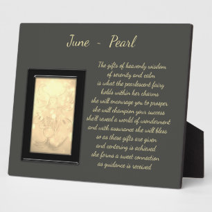 Plaque Photo Juin Birthstone Pearl