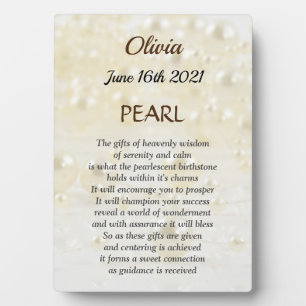 Plaque Photo Juin Birthstone Pearl design