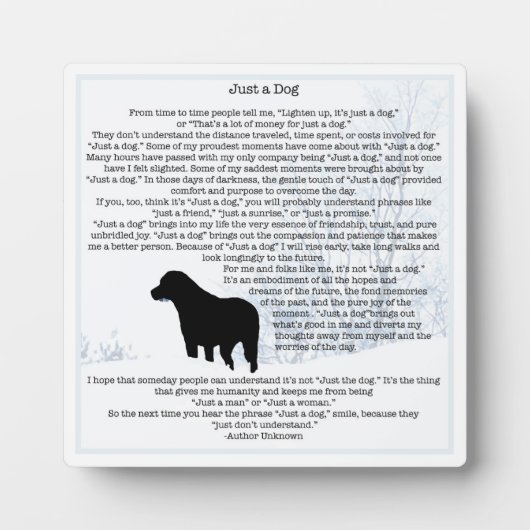 Plaque Photo Just A Dog Quote- Black Labrador - Dog Lover Quote (Devant)