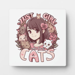 Plaque Photo juste une fille qui aime les chats