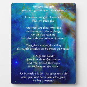 Plaque Photo Kahlil Gibran sur Giving