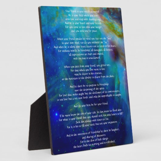 Plaque Photo Kahlil Gibran sur l'amitié (Côté)