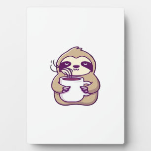 Plaque Photo Kawaii Chibi Sloth avec Mug de café � mignonne Sle