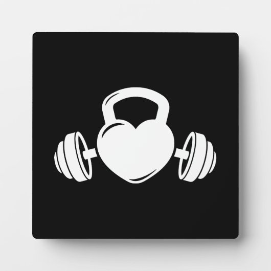 Plaque Photo Kettlebell Barbell Love - Gym Workout Motivational (Devant)